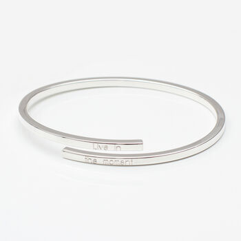 Personalised Sterling Silver Or 18ct Gold Bangle With Photobox, 2 of 8