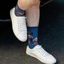 Men's Bamboo Socks Denim Blue Campervan Beach, thumbnail 1 of 5