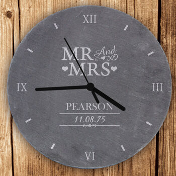 Personalised Mr And Mrs Slate Clock, 3 of 3