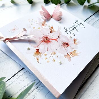 Handmade Pink Floral Sympathy Card, 2 of 4