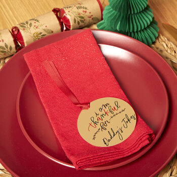 Reuseable Gratitude Gold Christmas Place Setting, 2 of 6