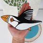 Hand Painted Wooden Puffin Ornament, thumbnail 6 of 6