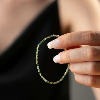 Skinny Emerald Beaded Bracelet, 3 of 8