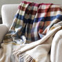 Beige And Bright Stripe Check Lambswool Throw, thumbnail 4 of 6