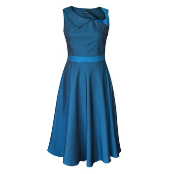 Lydia 50s Style Dress Blue Bronze, 8 of 8