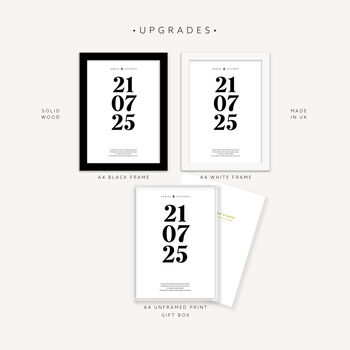 Personalised Wedding Date Print Elegant Keepsake Gift For The Bride And Groom, 6 of 7