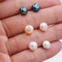 Real Fresh Water Pearl Stud Earrings In Sterling Silver, thumbnail 1 of 8