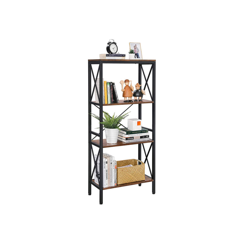 Stable Steel Frame Ladder Rack With Four Open Shelves By Momentum