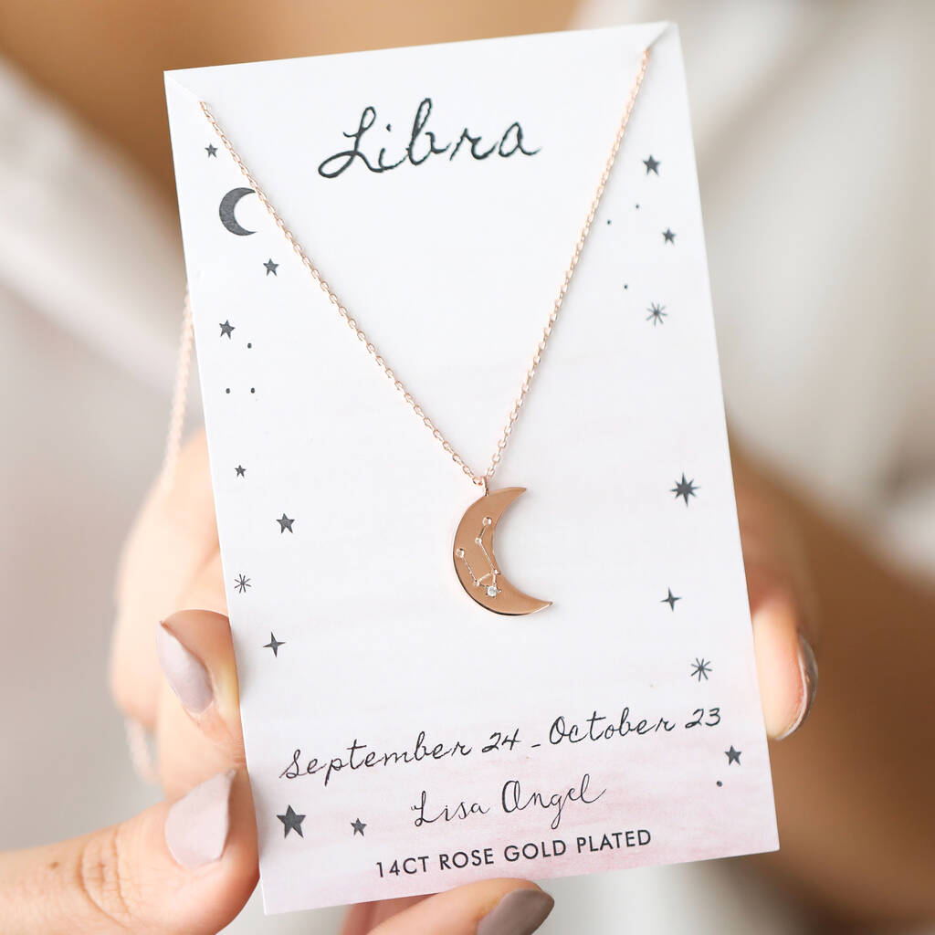 Constellation Moon Pendant Necklace In Rose Gold, 1 of 12