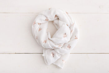 Personalised Rose Gold Bee Print Scarf, 5 of 6