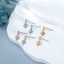 Sterling Silver Delicate Starburst Dangle Stud Earrings, thumbnail 5 of 12