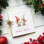 Handmade Special Couple Personalised Christmas Card, Skating Gonk Design, thumbnail 2 of 4