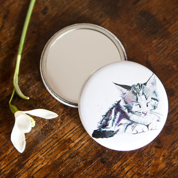 Inky Kitten Pocket Compact Mirror, 3 of 4