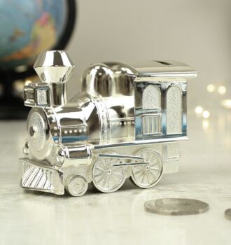 Personalised Engraved Silver Train Money Box, 2 of 4