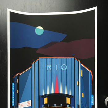 Art Deco London The Rio Cinema Illustrated Poster, 3 of 3