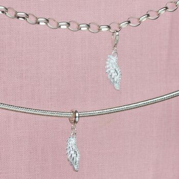 Sterling Silver Crystal Angel Wing Charm, 2 of 7