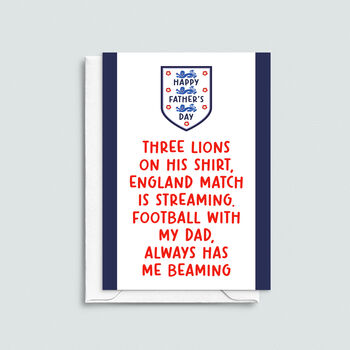 Euro 2024 England Football Father's Day Card, 2 of 2