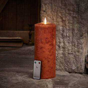 25cm Tru Glow® Mottled Orange LED Chapel Candle, 3 of 4