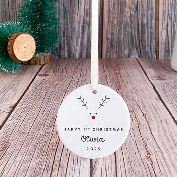 Personalised Happy First Christmas Ceramic Ornament Gift, 6 of 7