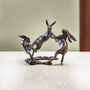 Miniature Bronze Dancing Hares Sculpture 8th Bronze, thumbnail 1 of 11