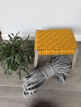 Upcycled 70's Woven Stools With Felted Merino Wool, 10 of 12