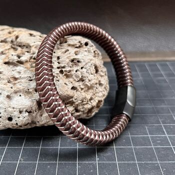 Woven Leather And Stainless Steel Bracelet For Men, 5 of 9