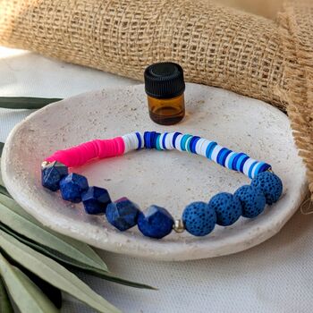 Lapis Lazuli And Lava Beads Aromatherapy Diffuser Bracelet And Essential Oil Roller Gift Set, 7 of 7