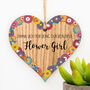 Thank You Flower Girl Token Gift Hanging Wood Heart, thumbnail 2 of 3