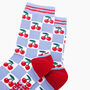 Cherry Checkerboard Bamboo Socks In Blue, thumbnail 2 of 4