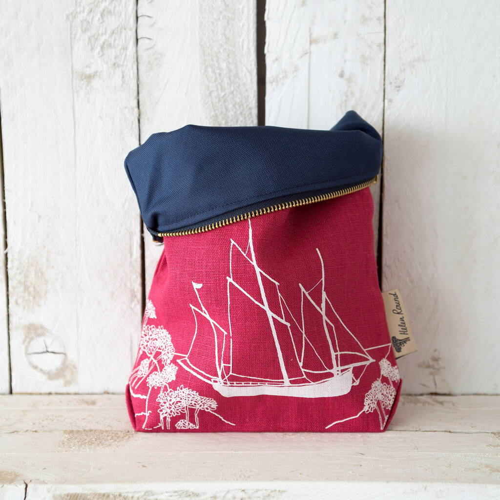 Sailing Boat Linen Toiletry Bag By HELEN ROUND