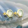Aqua Chalcedony Rose/Gold Plated Stud Earrings, thumbnail 2 of 4