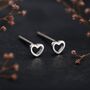 Sterling Silver Heart Stud Earrings, thumbnail 1 of 9