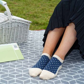 Peace Beige And Organic Polka Beige Women's Trainer Socks, 4 of 5