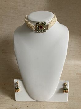 Kundan And Pearl Choker Indian Jewellery Set, 2 of 8