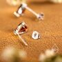 Sterling Silver Extra Tiny Genuine Garnet Droplet Stud Earrings, thumbnail 3 of 9
