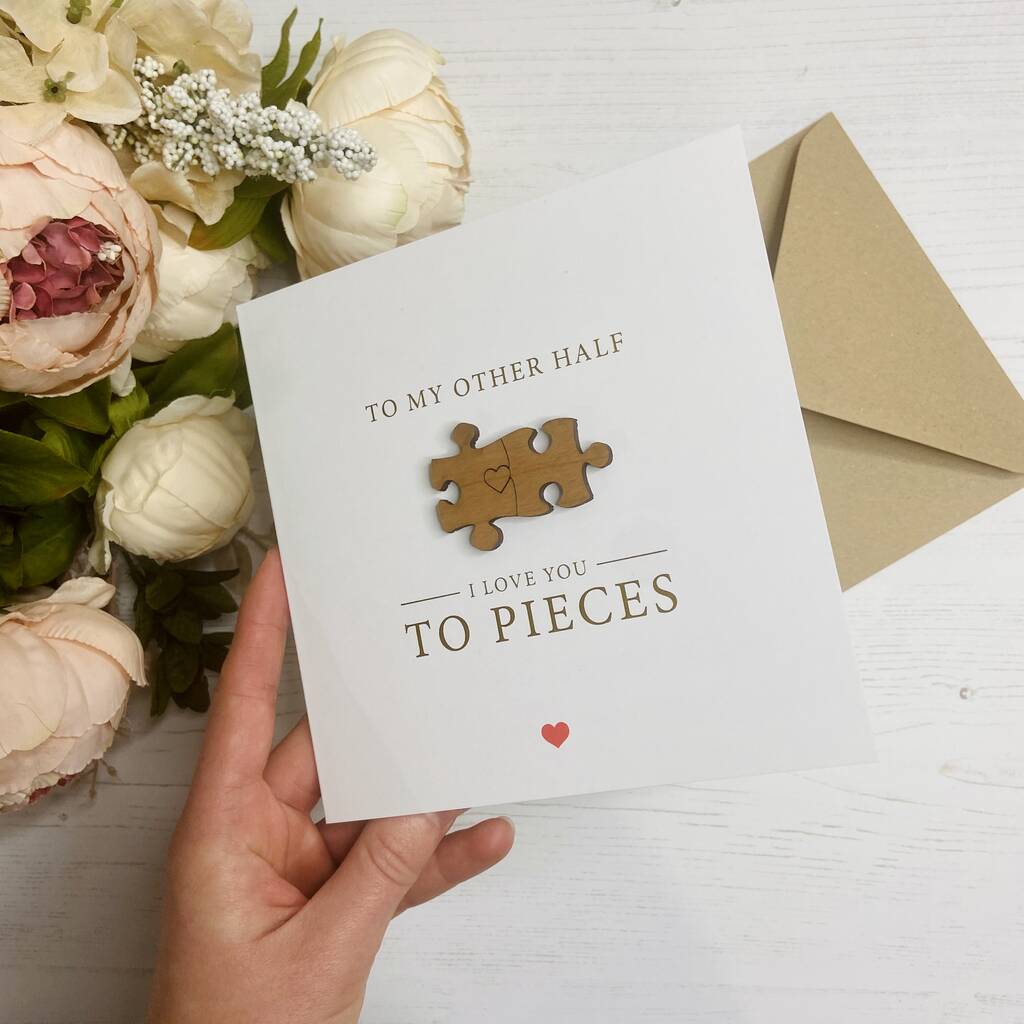 Jigsaw Pieces Gold Foiled Love Card, 1 of 3