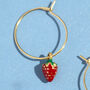 Strawberry Charm Hoop Earrings, thumbnail 3 of 5