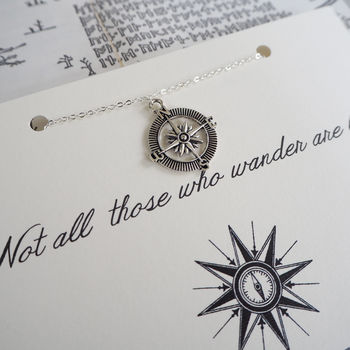 'Not All Who Wander' Compass Necklace, 5 of 7