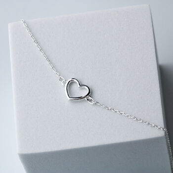 Sterling Silver Dainty Heart Charm Bracelet, 6 of 6