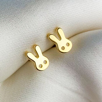 Sterling Silver Tiny Bunny Rabbit Stud Earrings, 3 of 7