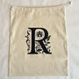 Personalised Initial Laundry Bag – Elegant Scroll Design Storage Sack For Adults, Teens And Students, thumbnail 2 of 5