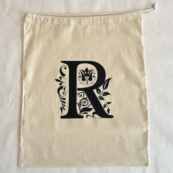 Personalised Initial Laundry Bag – Elegant Scroll Design Storage Sack For Adults, Teens And Students, 2 of 5