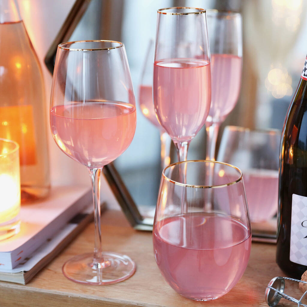 Gold Rimmed Pink Champagne Glass By Lisa Angel | notonthehighstreet.com