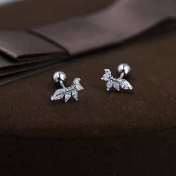 Marquise Cluster Cz Screwback Earrings, 7 of 12