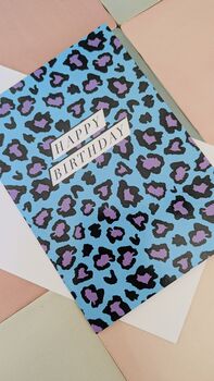 Blue And Purple Zebra Print Birthday Card – Blank Inside, 4 of 4