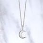 Solid Sterling Silver Moon Necklace, thumbnail 2 of 5