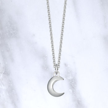Solid Sterling Silver Moon Necklace, 2 of 5