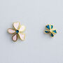 Sterling Silver Asymmetrical Colourful Flower Stud Earrings, thumbnail 3 of 6
