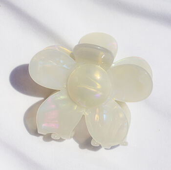 Shiny Flower Claw Hair Clip In White, 2 of 3