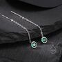 Emerald Green Bezel Cz Crystal Threader Earrings, thumbnail 3 of 10